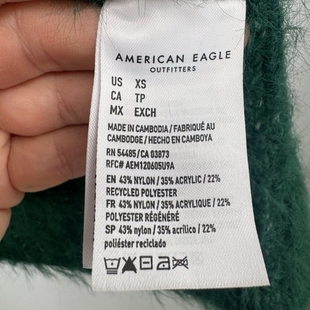 American Eagle Outfitters Cardigan Sweater Womens XS Green Longsleeve Open Front - Picture 8 of 12